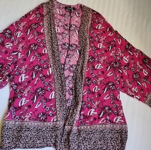Torrid Floral Kimono Cardigan 2x 1/2 Open Front Lightweight Boho Casual